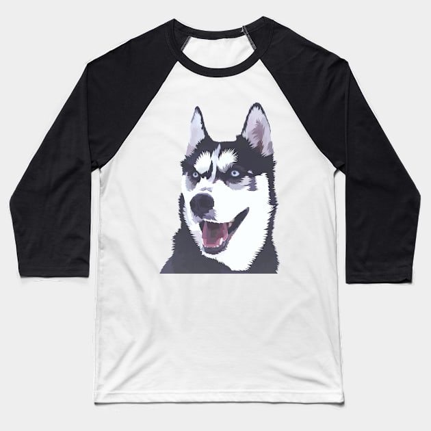 Siberian Husky Low Poly Digital Art Baseball T-Shirt by doglovershirts